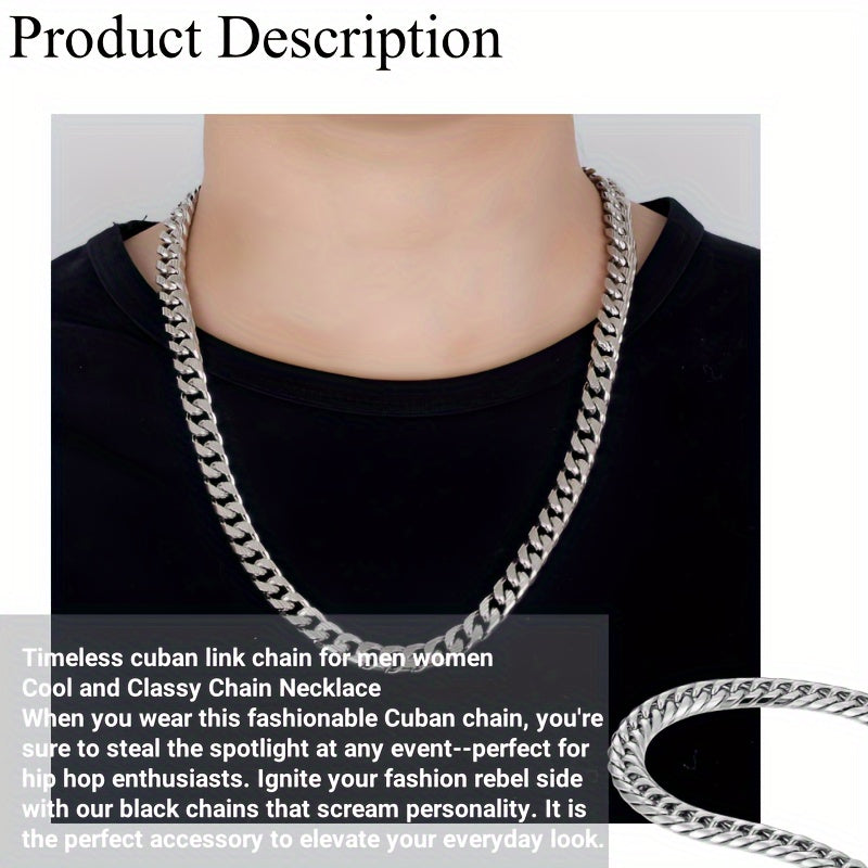 Stylish 925 Silver Cuban Link Necklace Hypoallergenic Silver
