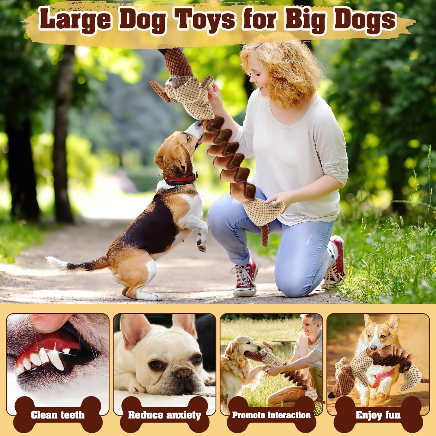 Crinkled Paper Filled Large Squeaky Dog Toys Pull Dog Bite Toys For All Sizes Without Battery Pet Supplies