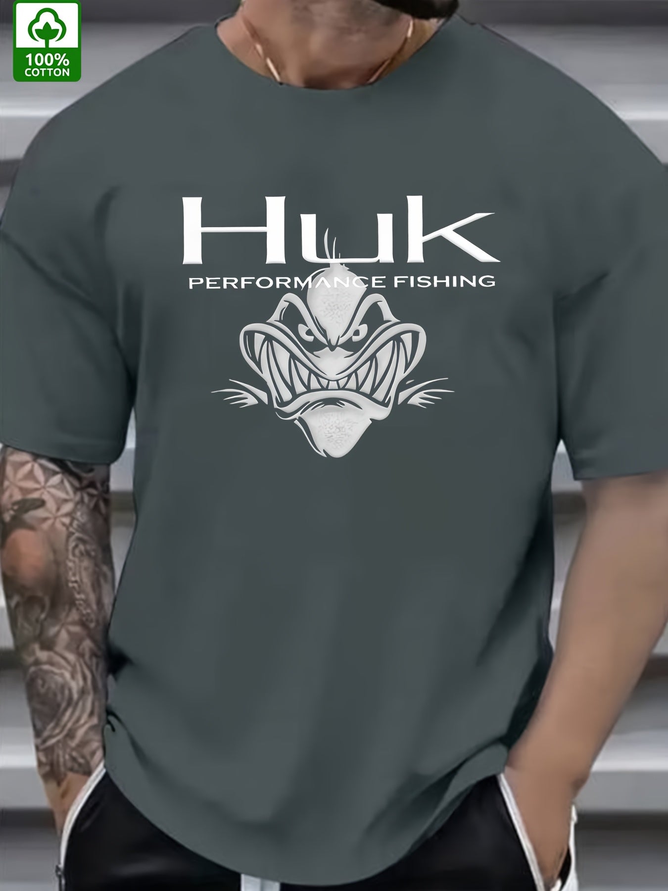 Men's HUK Performance Fishing Graphic T-Shirt - Black Casual Summer Outdoor Wear