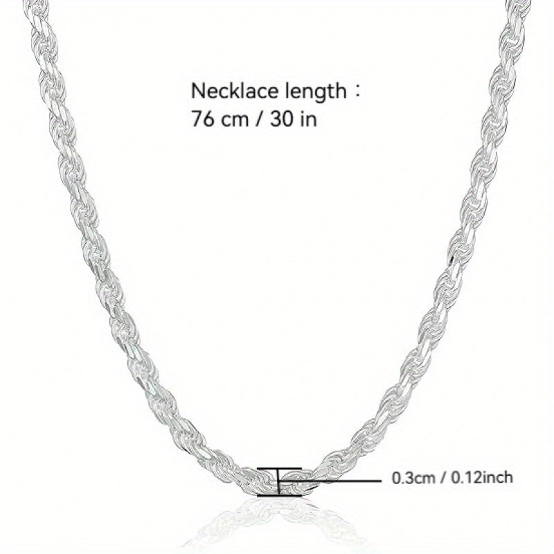 Dynamic Deals Direct Rope Chain Necklace Sterling Silver