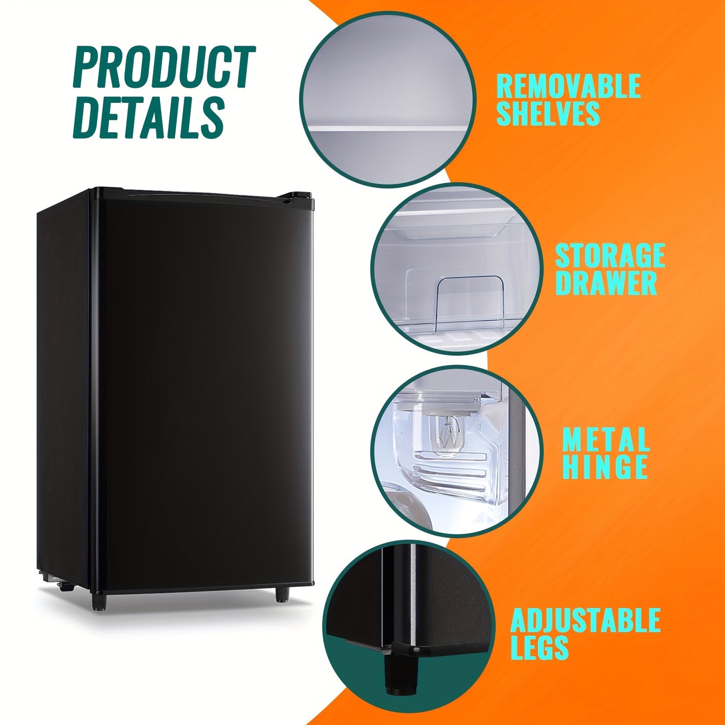 WANAI Small Refrigerator With Freezer 3.2 Cu. Ft Large Capacity