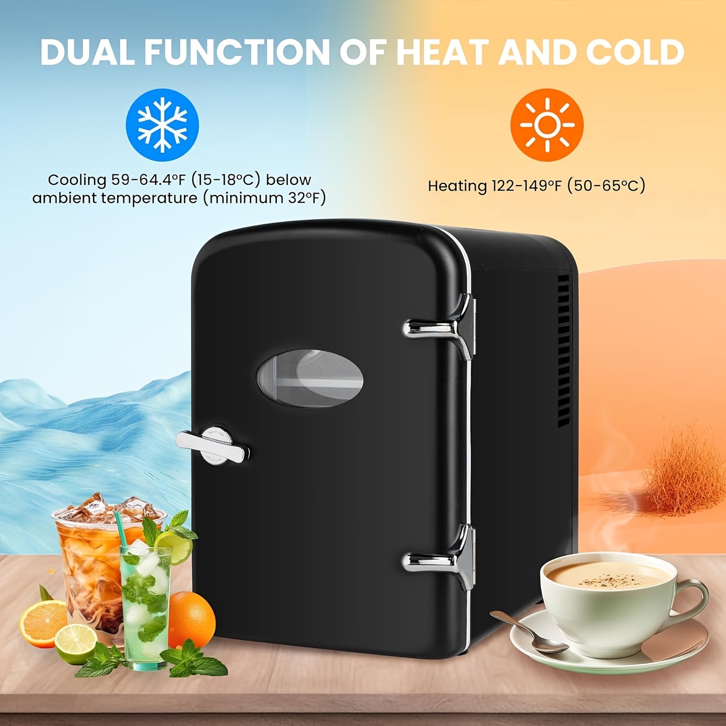 1.06Gal Cooler Warmer Compact Refrigerator Freezer Red