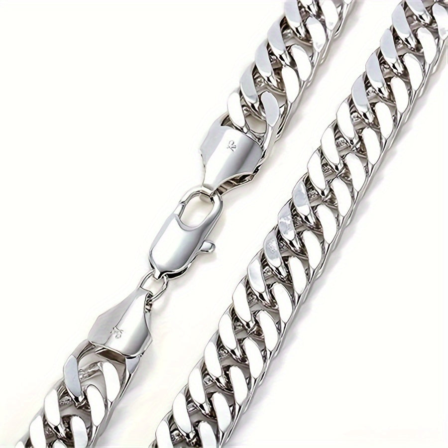 60cm Long Thick White Gold Plated Mens Necklace Heavy Chain