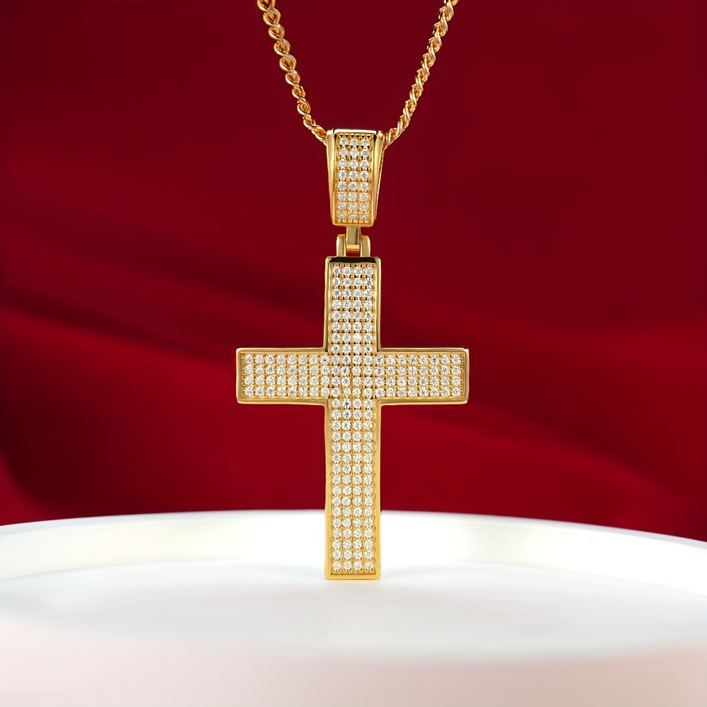 925 Silvery Moissanite Necklace Cross Design Gift Box