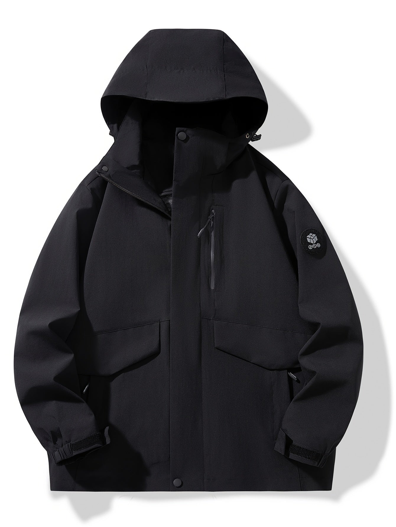 Women's Plus Size Windproof Hooded Jacket with Multiple Pockets Zippered Compartments and Adjustable Hood Machine Washable for Hiking Camping and Spring Fall Adventures