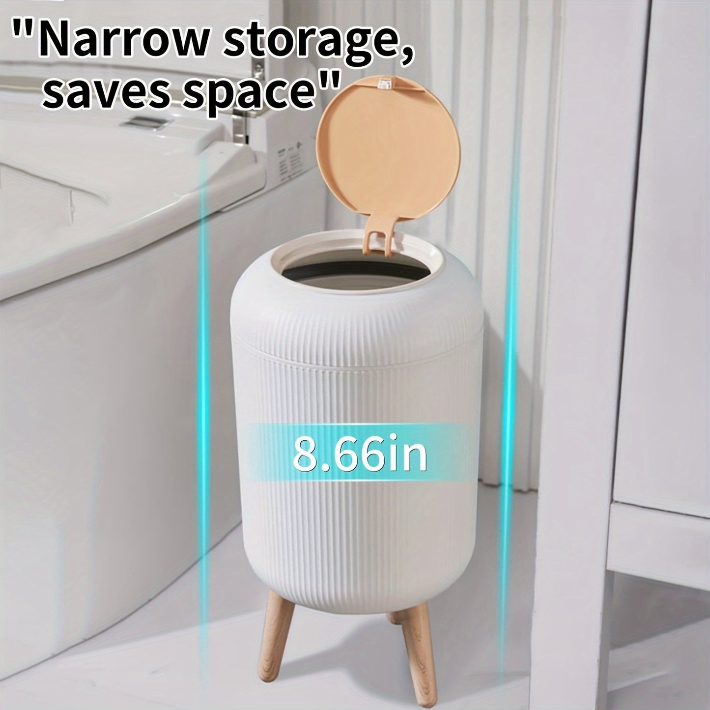 Large Capacity Silent Push Trash Can with Quiet-Close Lid