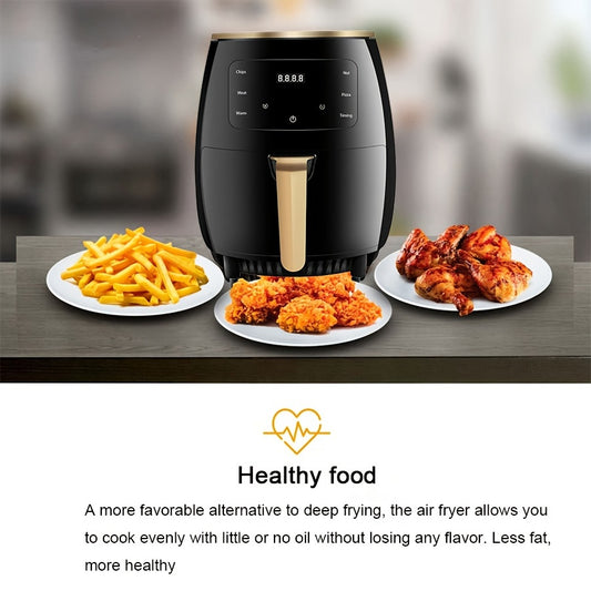 Extra-Large 1.19gal Air Fryer with 800W Power, 360° Hot Air Circulation - Smart LED Touchscreen, Multi-Function Deep Fryer for Healthy Cooking