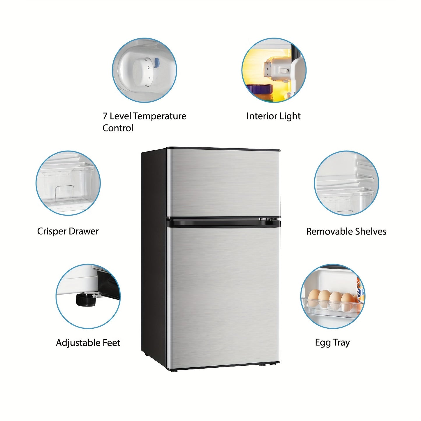 Half Scale Compact Double-Layer Refrigerator Freezer Two Mode