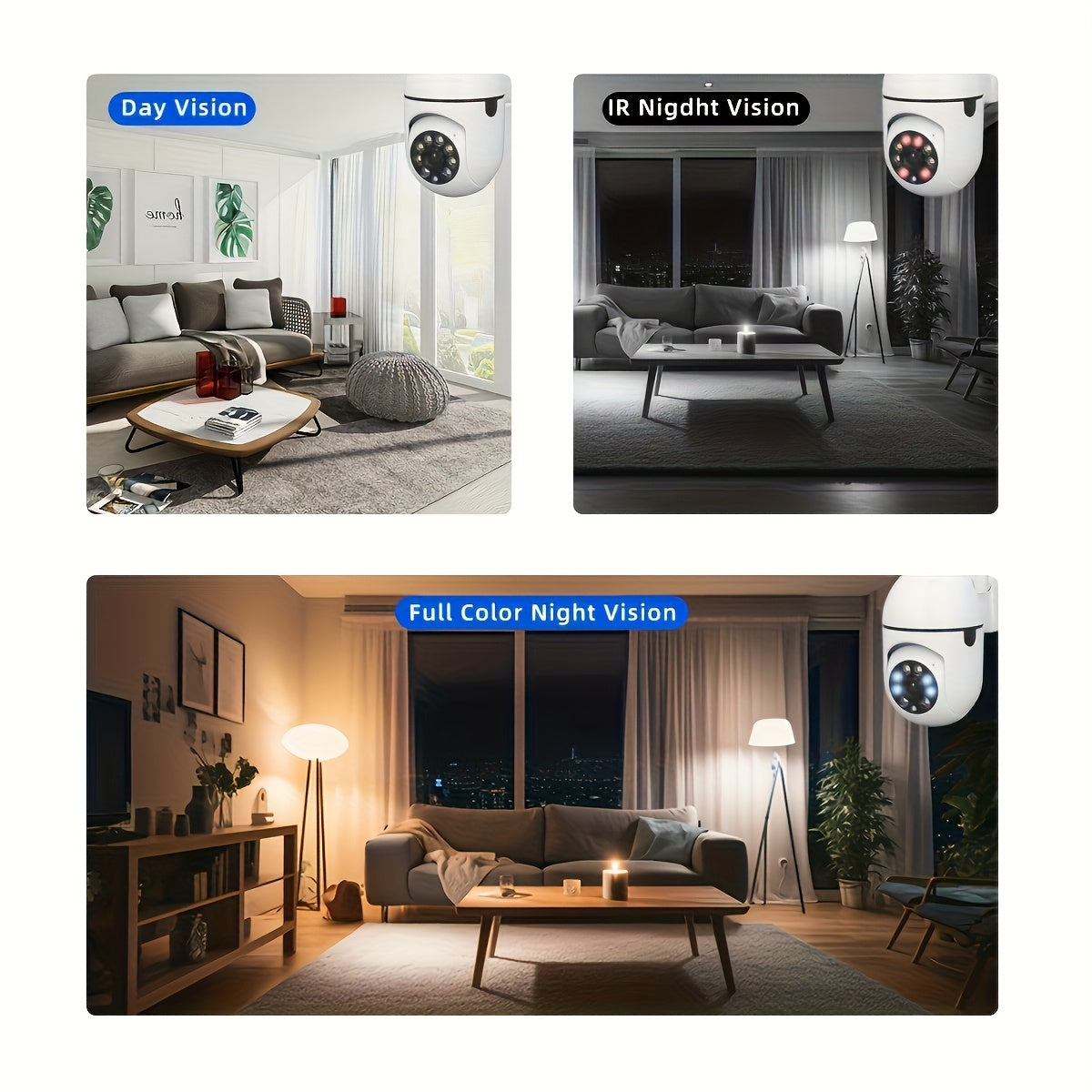 4 Pieces 1080P Security Camera With Full Color Night Vision Wireless 2.4G WiFi HD Video Indoor Outdoor Camera 2 Way Audio Smart Home Camera With Pan Tilt Zoom And Motion Tracking Ideal For Elders And Pets USB Powered