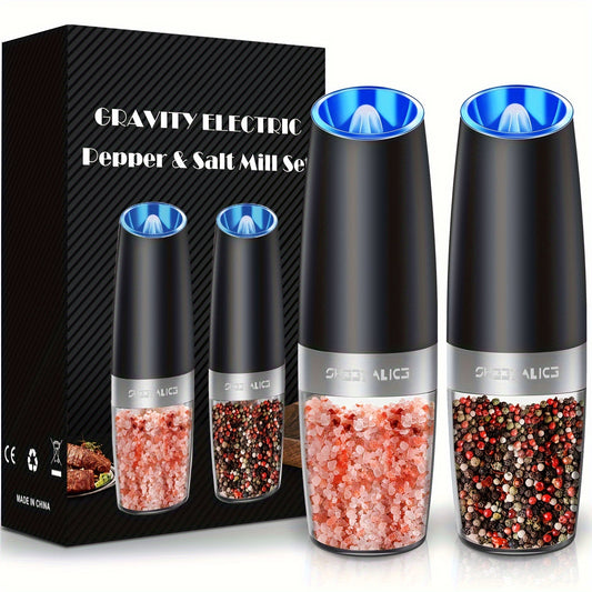 Gravity Electric Pepper And Salt Grinder Set Stainless Steel Auto Spice Mill Adjustable Coarseness