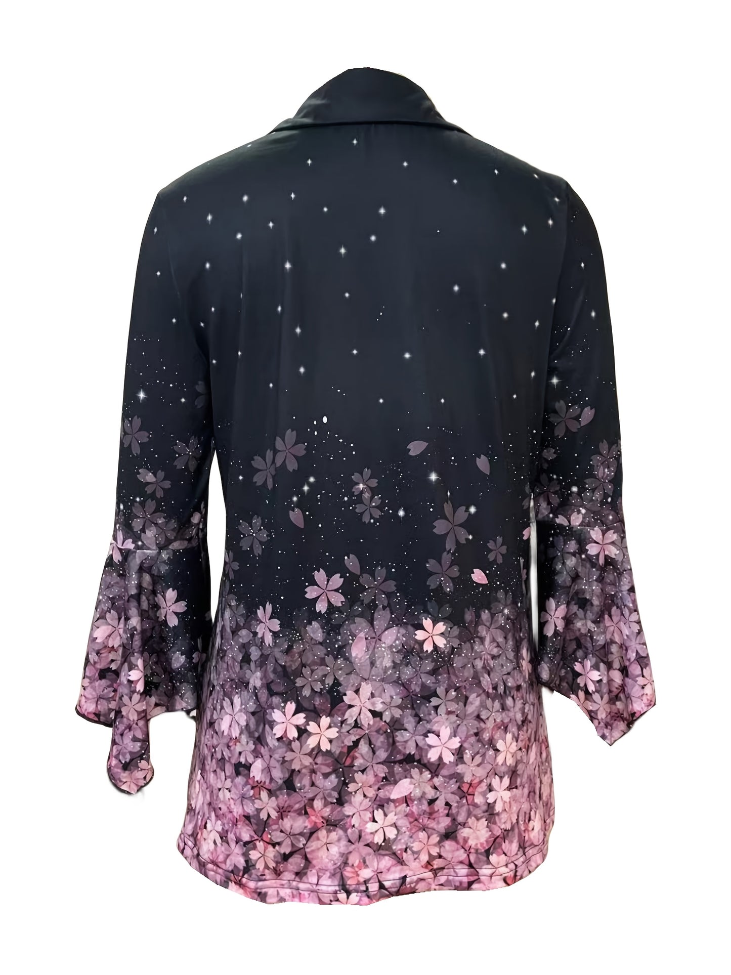 Women's Casual Floral Print Blouse with Asymmetrical Sleeves