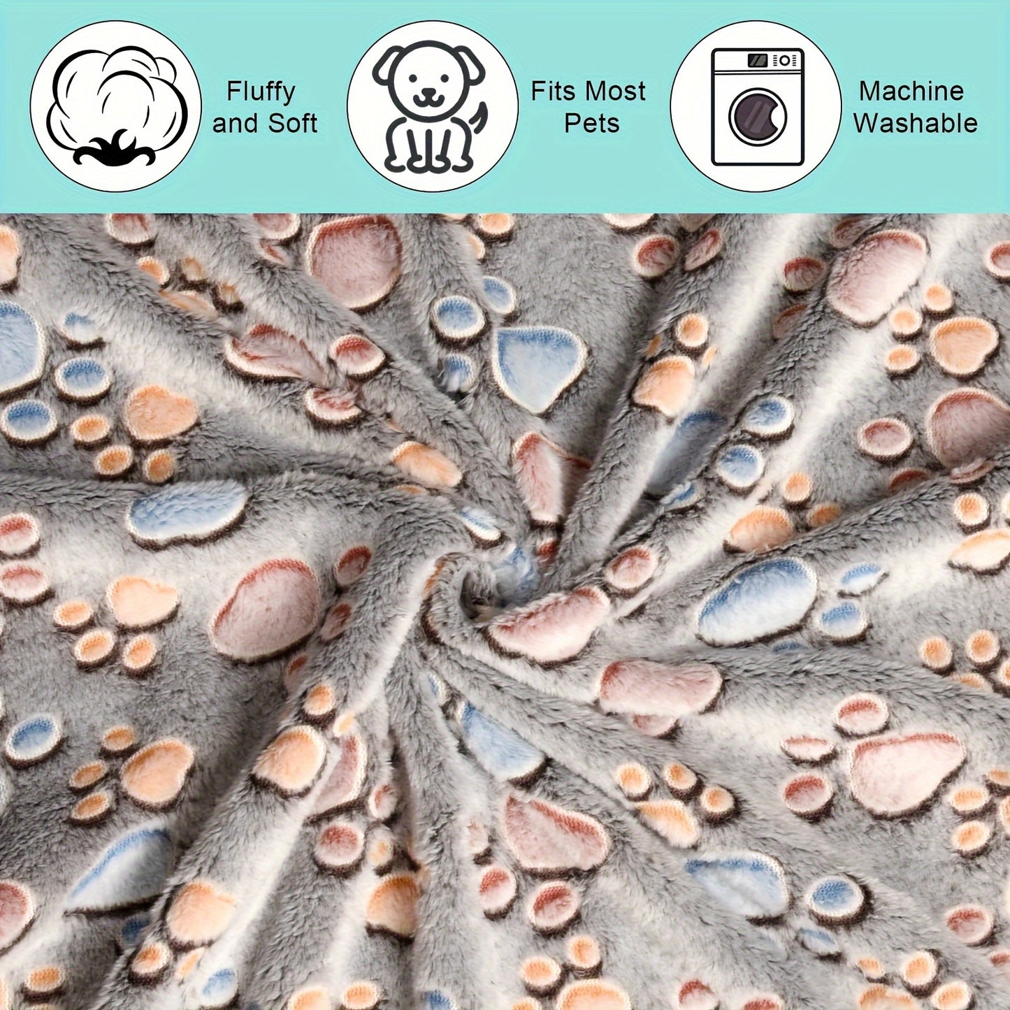 3 Pcs Pet Blankets Soft Coral Fleece Cozy Polyester Fill All Season Warmth for Extra Small to Large Pets