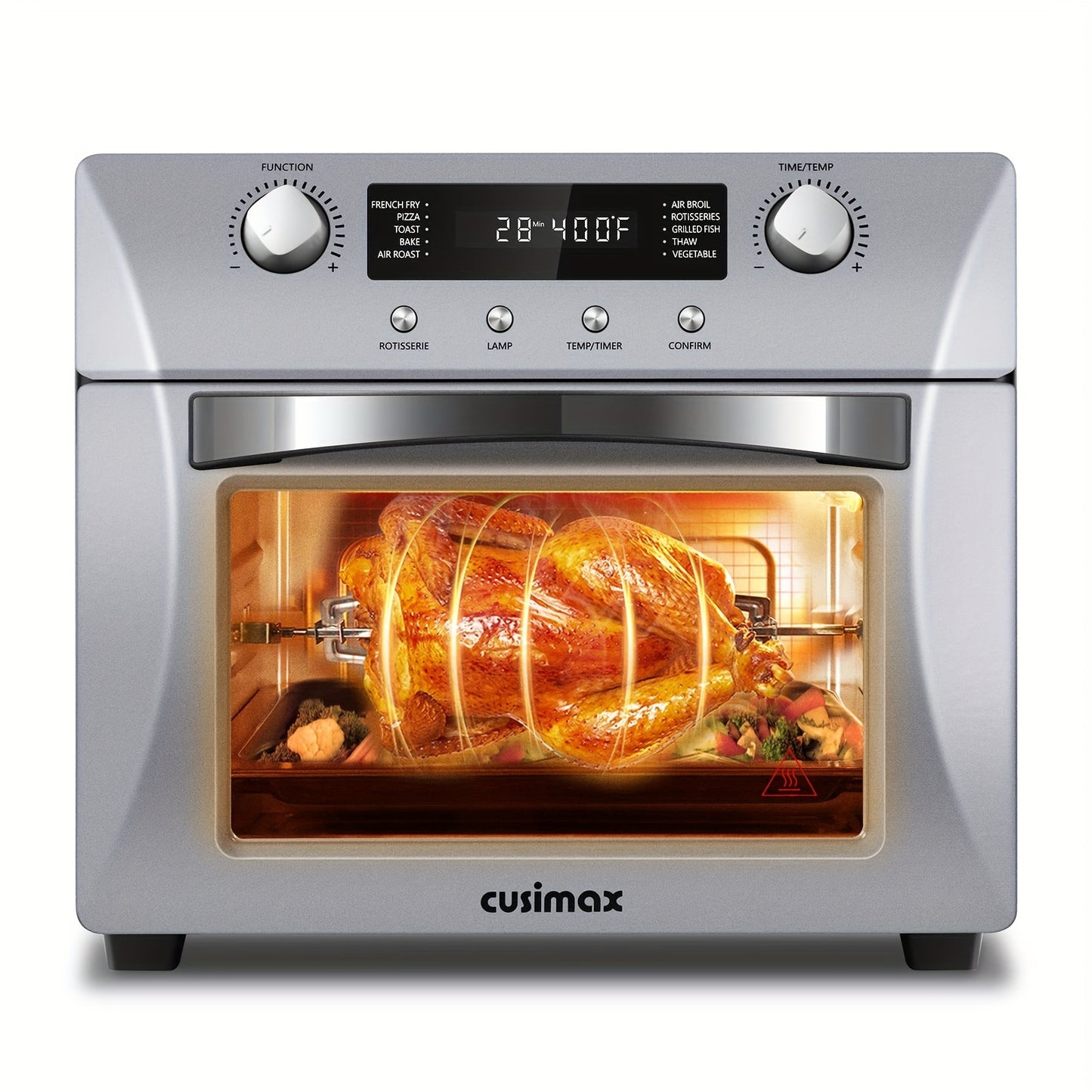 24QT Air Fryer Oven by Cusimax, 10-in-1 Function Selection with One Click, Equipped with Rotisserie Setting, Free Control of Time and Temperature