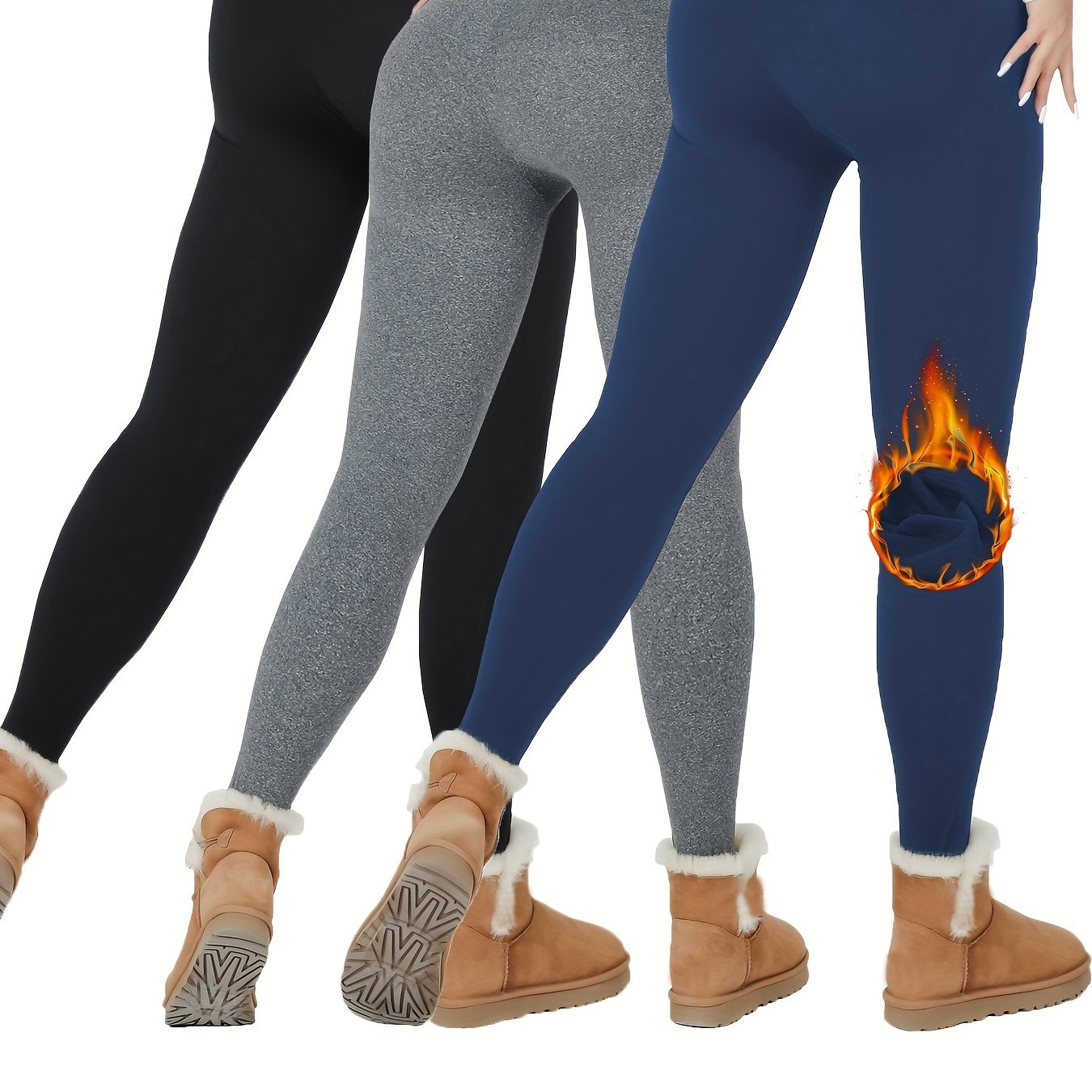 3 Pack Super Soft Plush Lined Thermal Leggings for Women, Workout Yoga Running Warm Pants