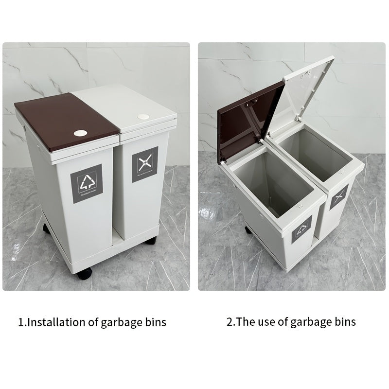 Large-Capacity Oversized Sorting Trash Bins with Wheels