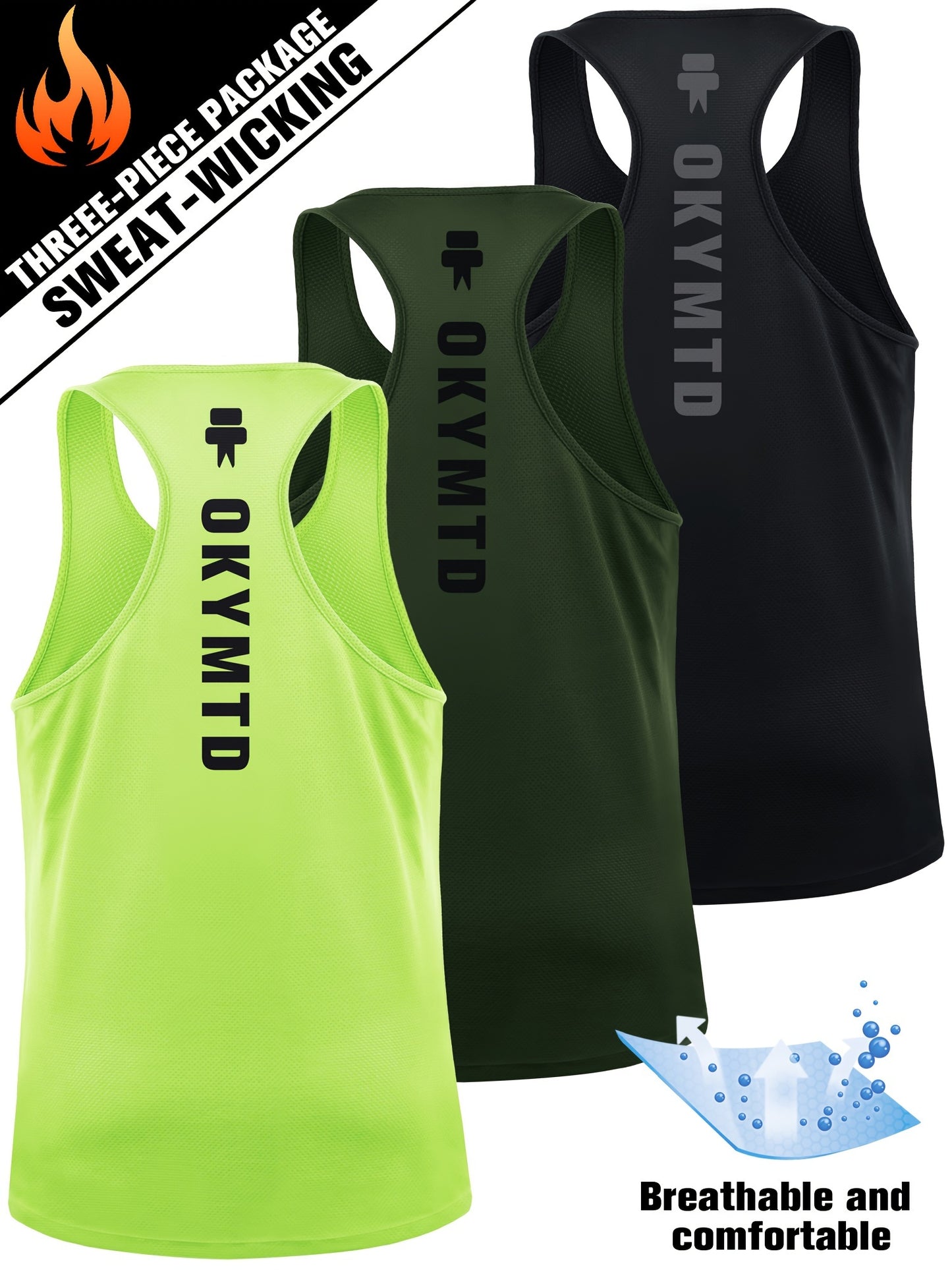 Quick Dry Men's Athletic Tank Tops by Unknown Brand - 3 Pack