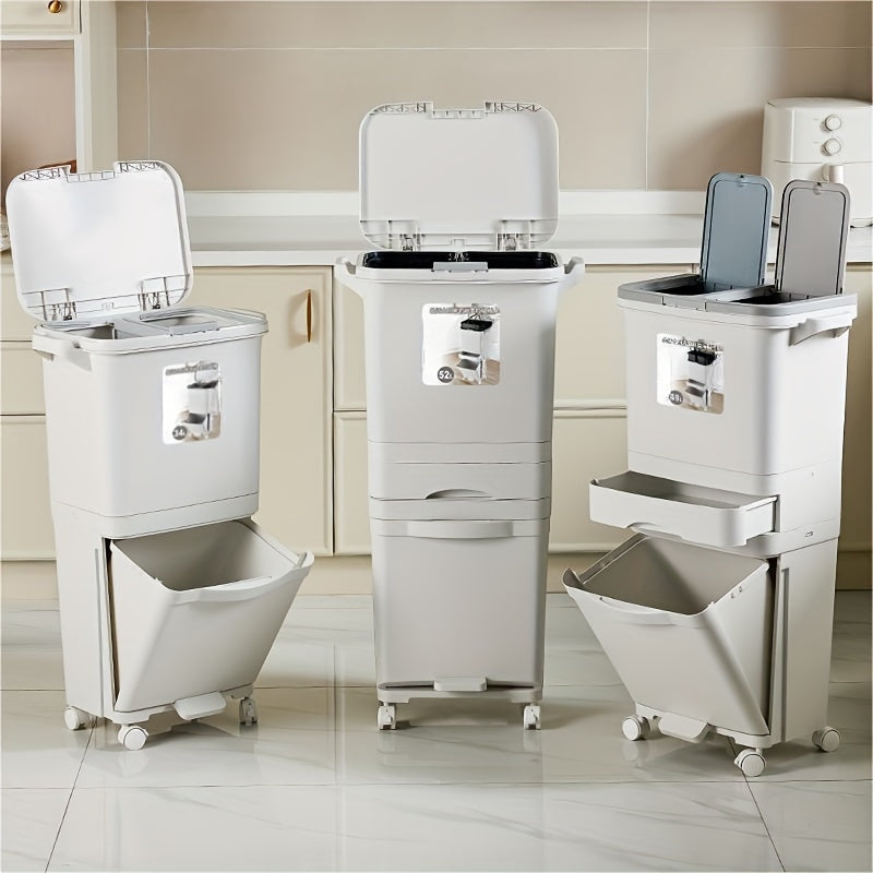 1pc Large Capacity Classified Multi-Tier Trash Can for Separation