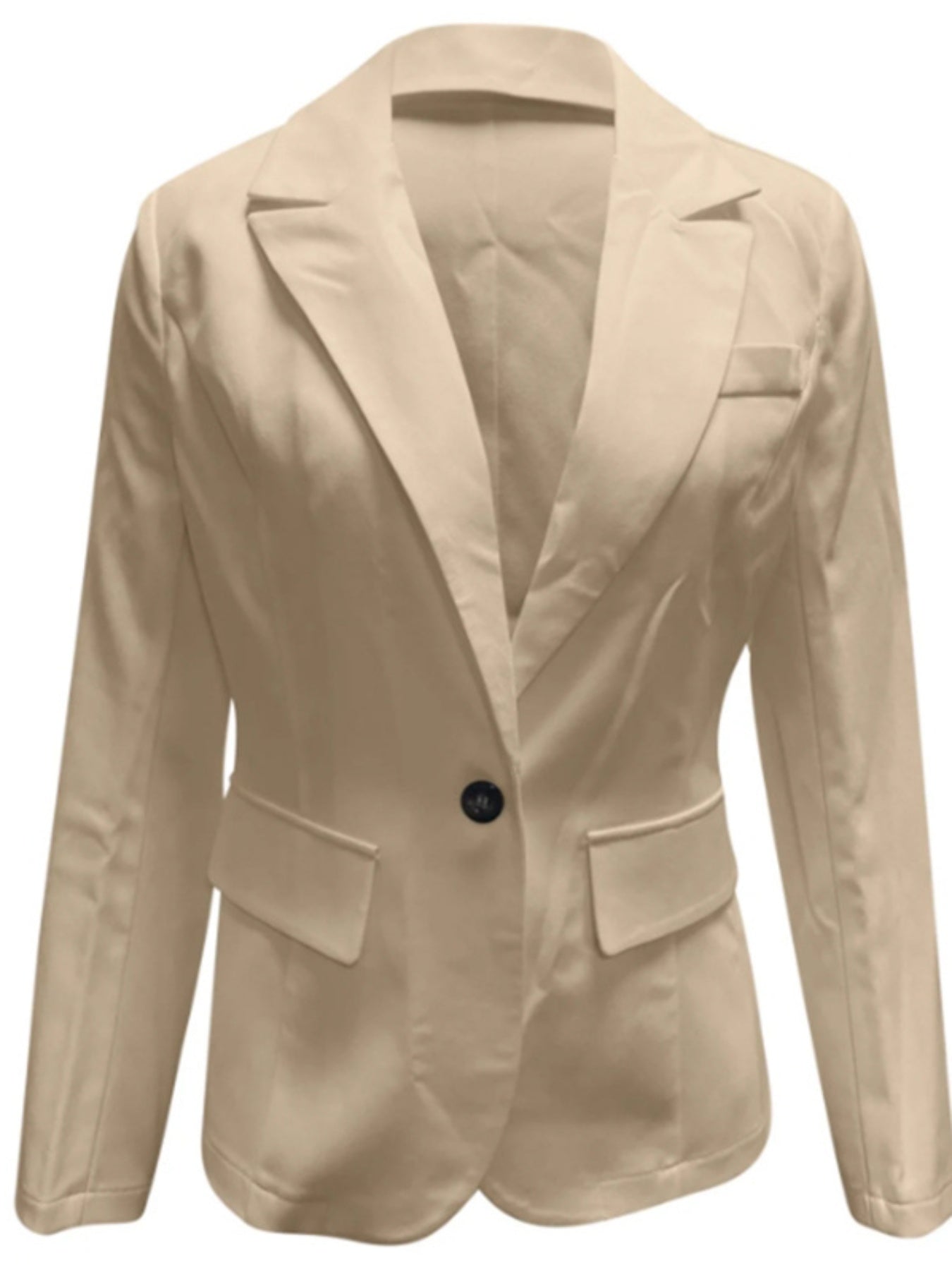 Womens Long Sleeve Button Blazer Open Front Solid Color Office Coat