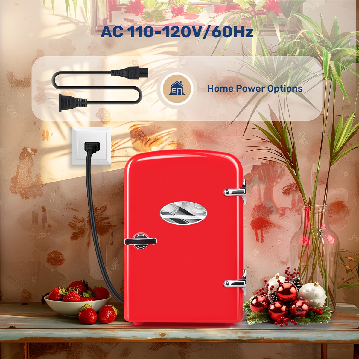 1.06Gal Cooler Warmer Compact Refrigerator Freezer Red