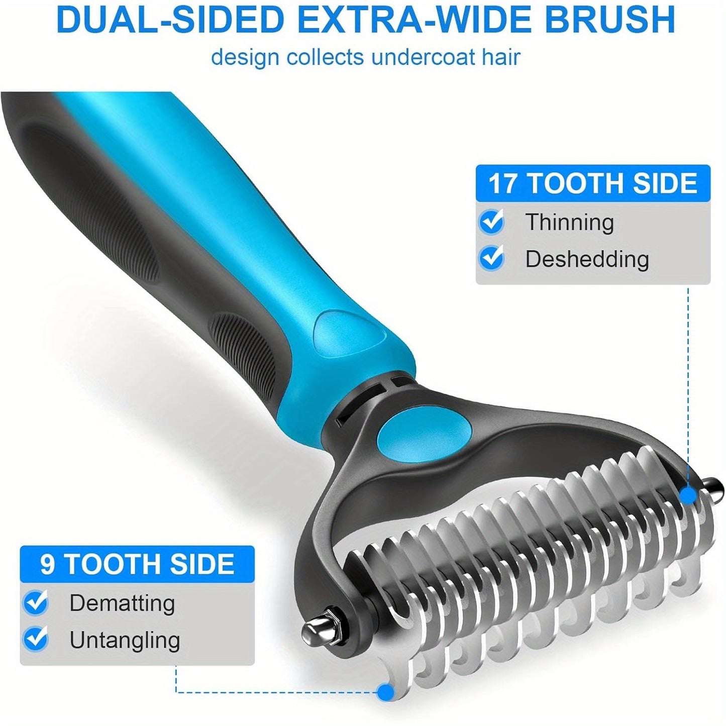 Ergonomic Double-Sided Undercoat Rake for Dogs and Cats