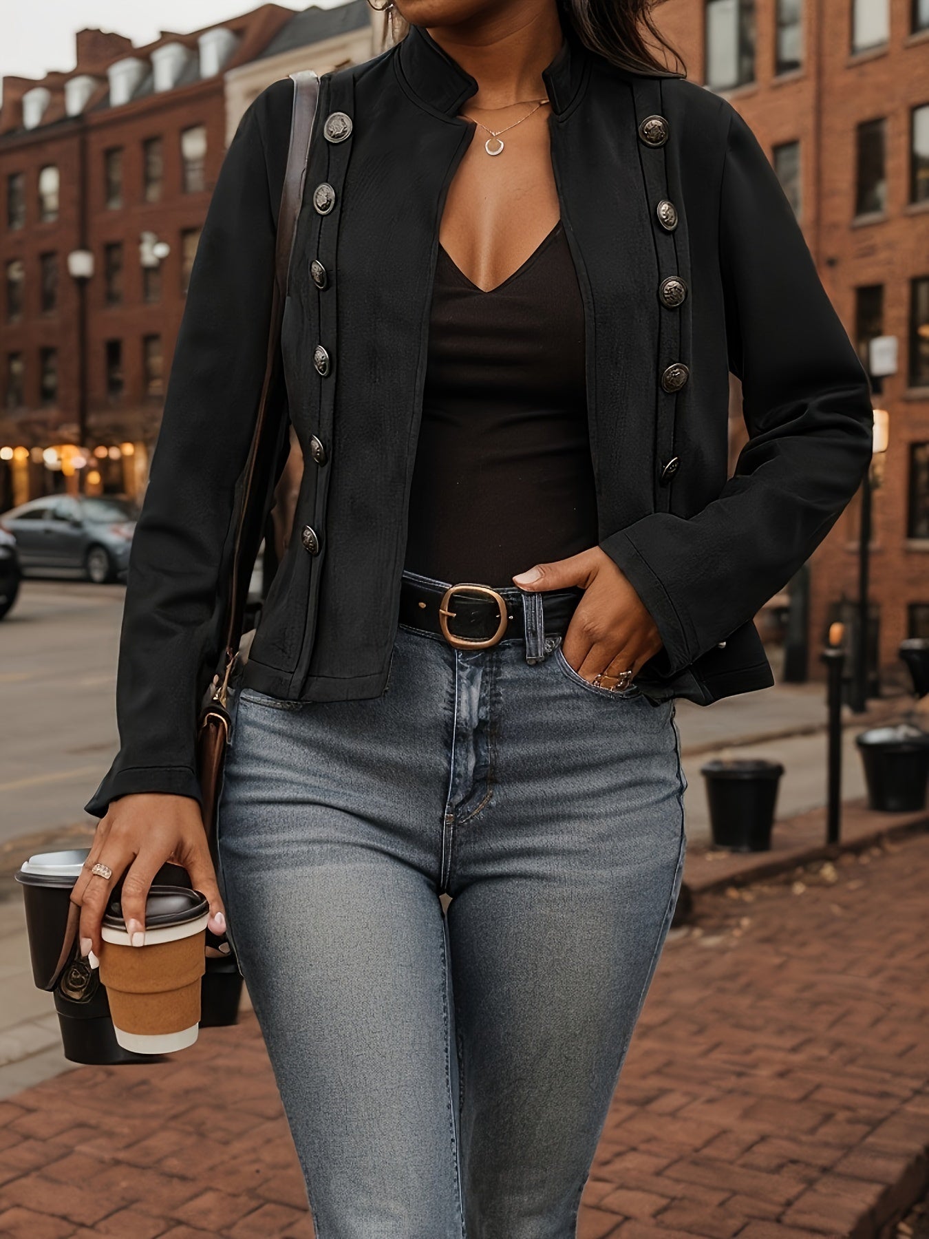 Stylish Long Sleeve Vintage Double Breasted Jacket For Women