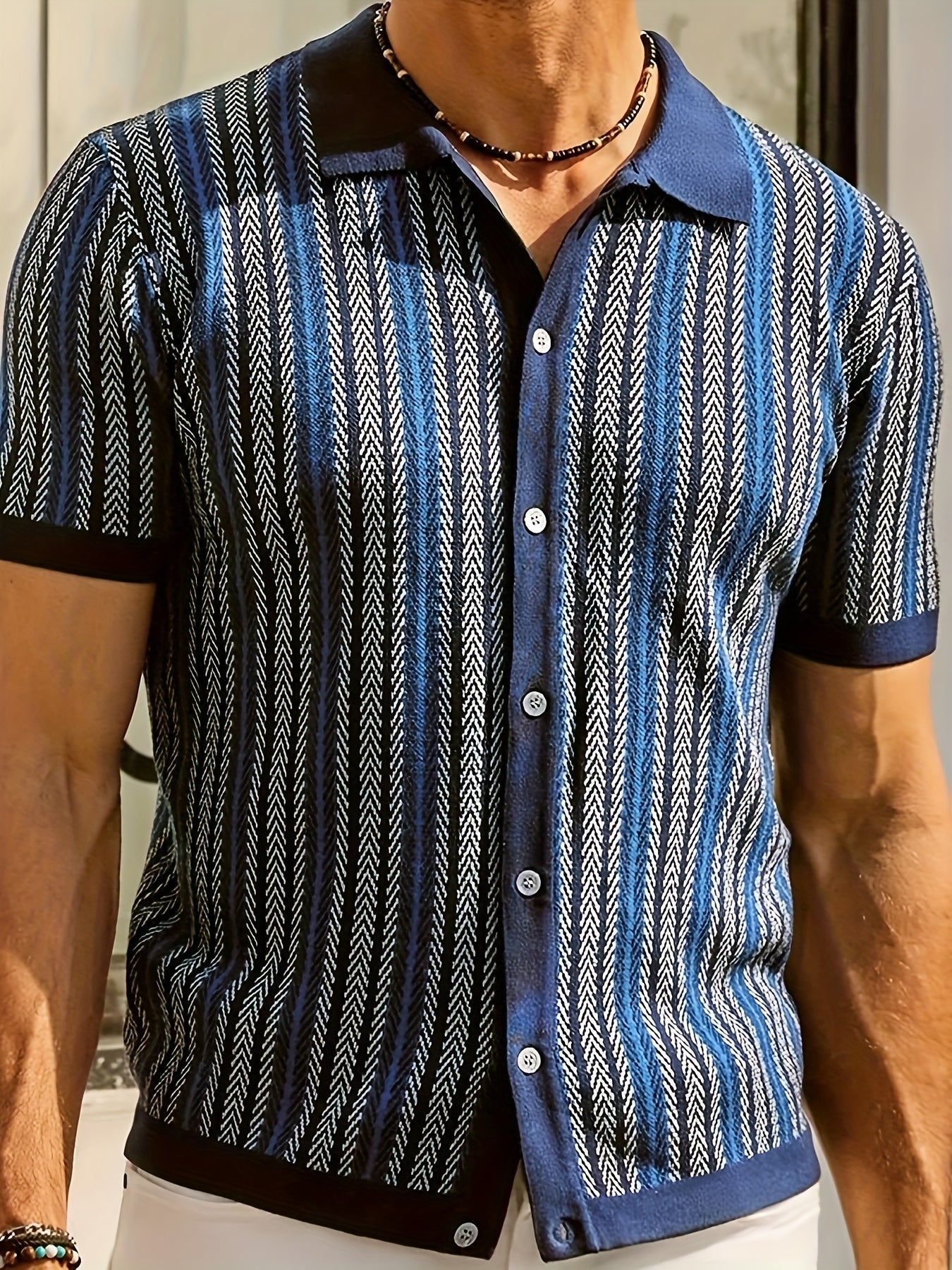 European And American Thick Men's Casual Short Sleeved Cardigan