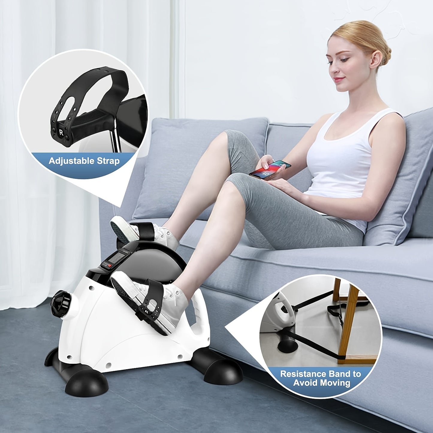 Under-Desk Pedal Trainer with Digital Display and Adjustable Resistance