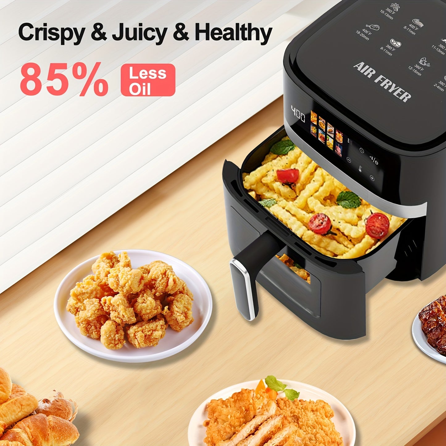 5-Quart Large Capacity Air Fryer With 8 One-Touch Preset Functions