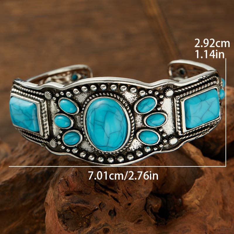 Faux Turquoise Retro Bracelet Opening Bracelet Designs Handcrafted
