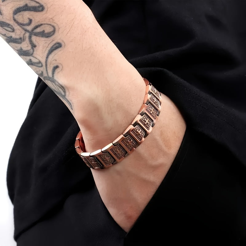 Copper Magnetic Men's Adjustable Bracelet With Sizing Tool