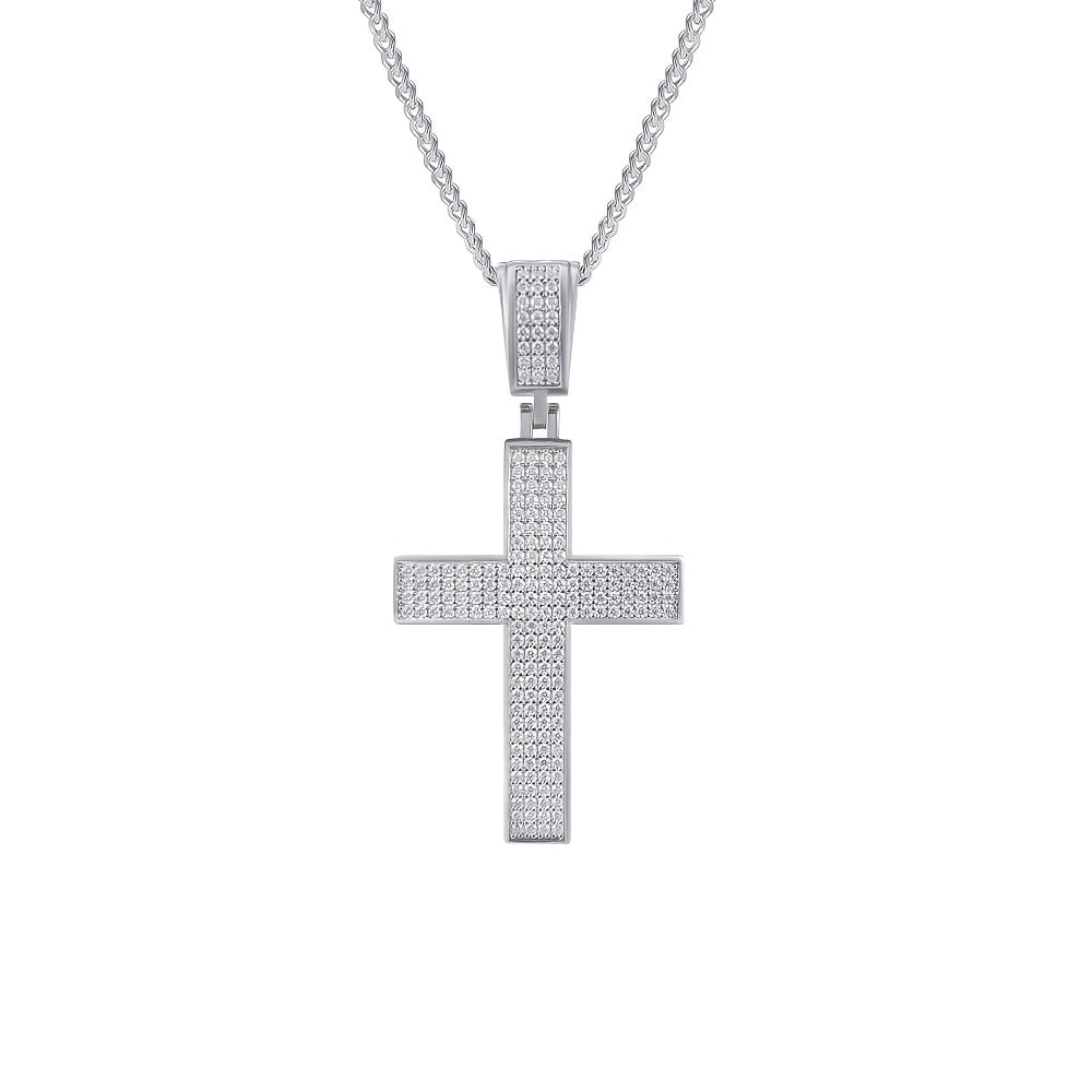 925 Silvery Moissanite Necklace Cross Design Gift Box