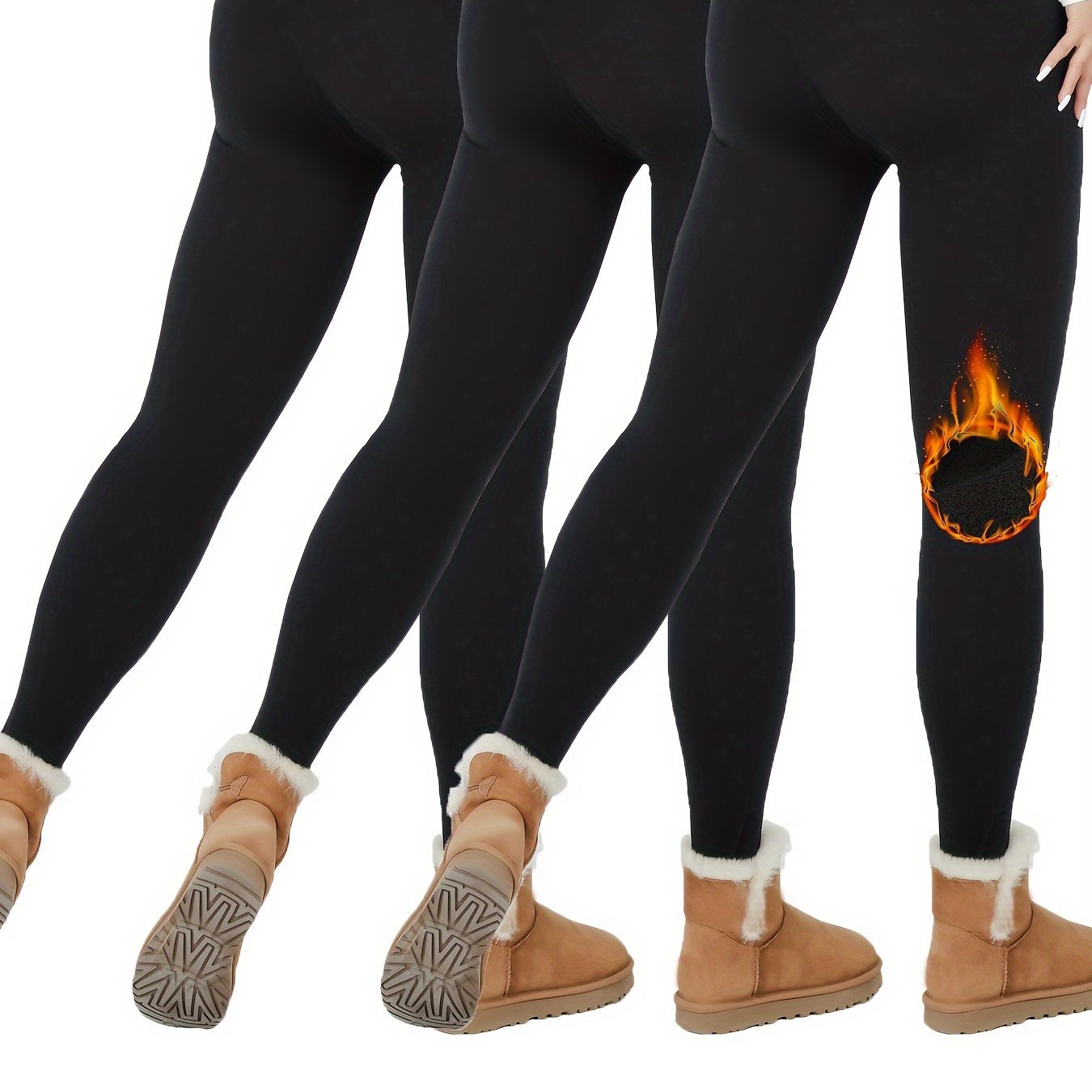 3 Pack Super Soft Plush Lined Thermal Leggings for Women, Workout Yoga Running Warm Pants