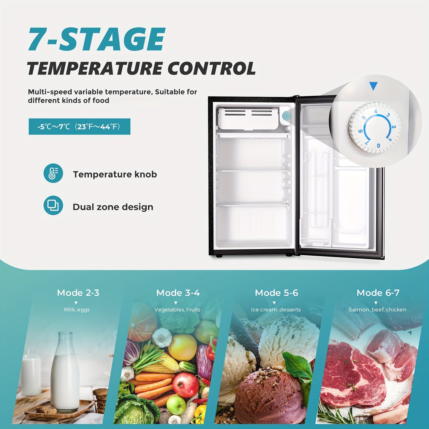 3.2 Cu.Ft Compact Mini Fridge with Freezer Energy Saving Design
