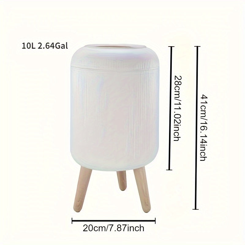 Large Capacity Silent Push Trash Can with Quiet-Close Lid