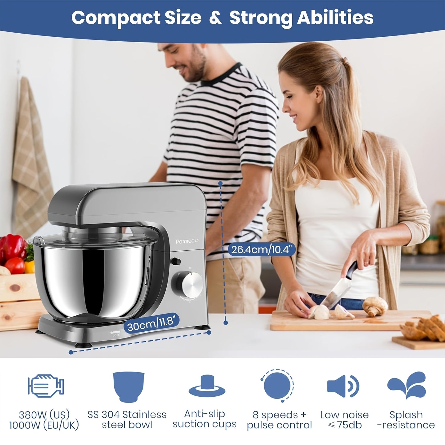 8-Speed Electric Stand Mixer Machine With 4.75QT Bowl