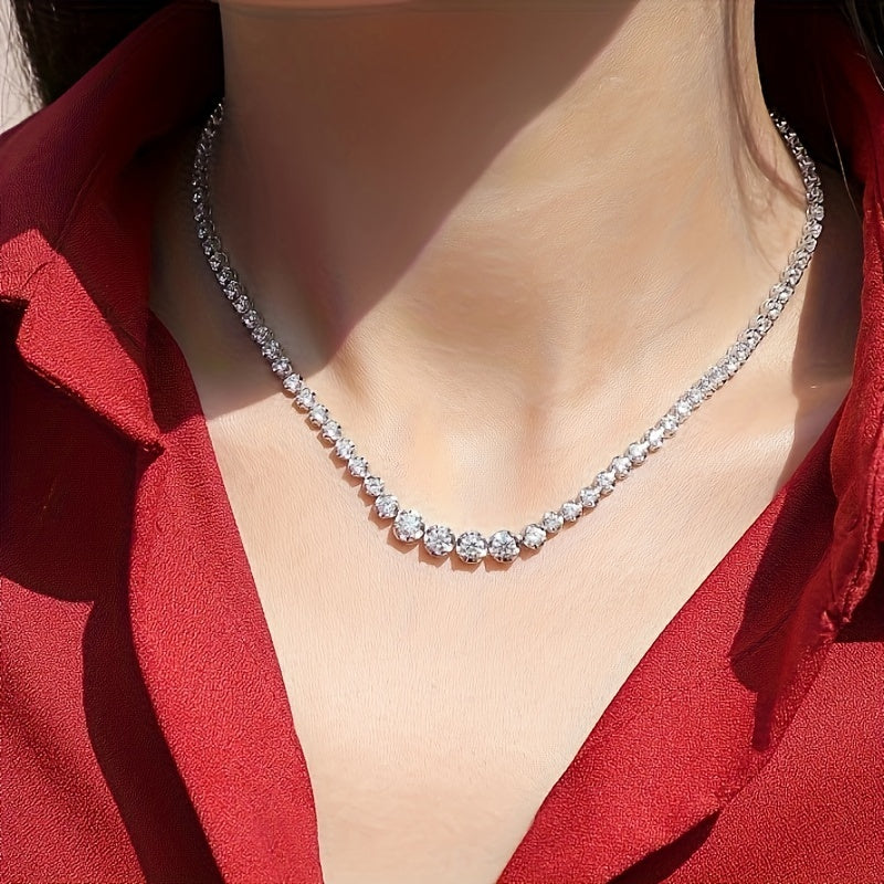 S925 Silver 18k Gold Plated Moissanite Necklace Blazing