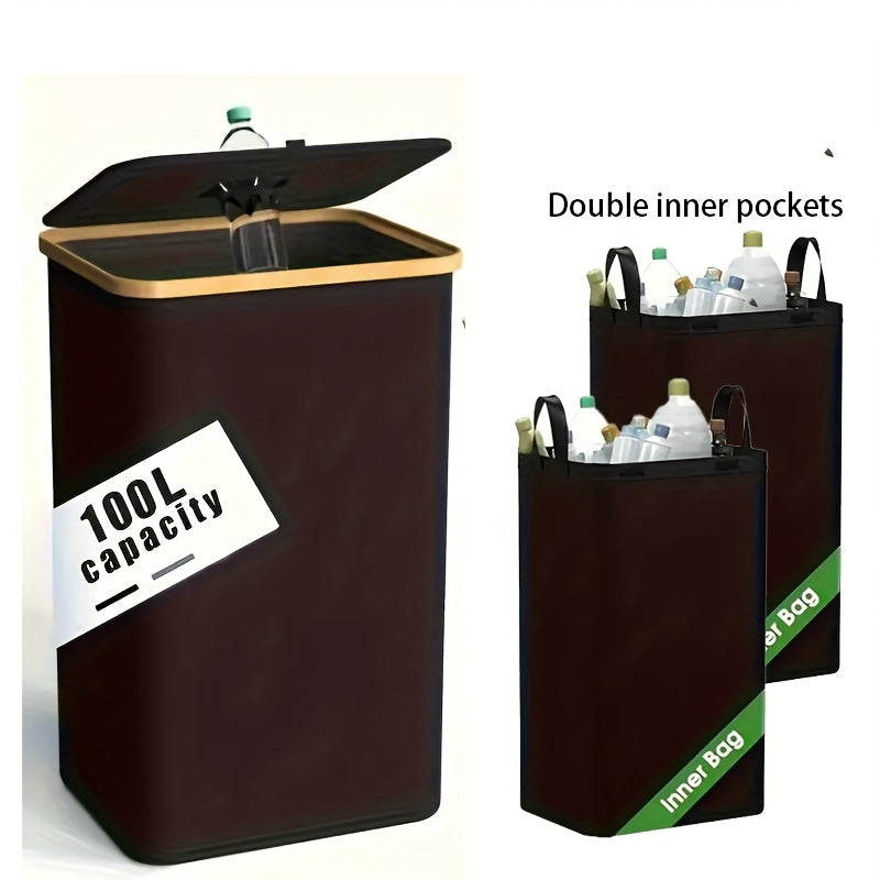 Extra Large 36.98 Gallon Kitchen Recycling Bin with 2 Reusable Bags