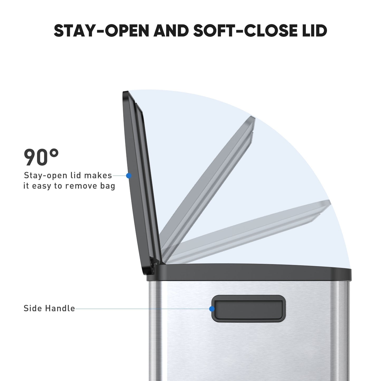 15.85gal Silver Modern Style Kitchen Trash Can Double Compartment