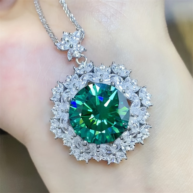 1pc S925 Silver With 18K Gold Plated Inlaid 5cts-10cts Moissanite Necklace