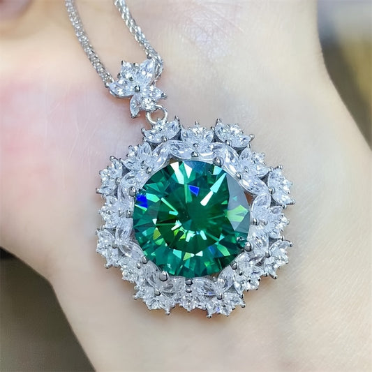 1pc S925 Silver With 18K Gold Plated Inlaid 5cts-10cts Moissanite Necklace