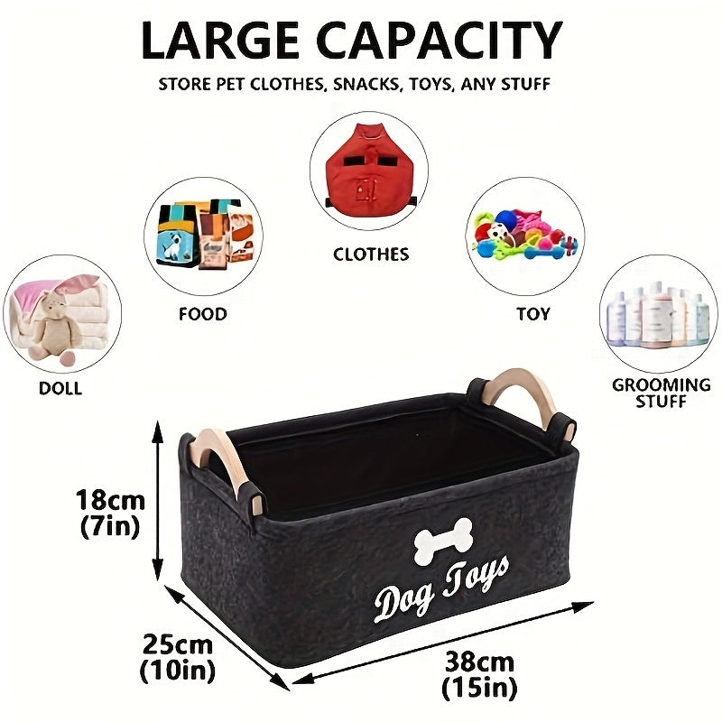 Perfect Pet Storage Basket Chest Organizer Felt Dog Toy Box