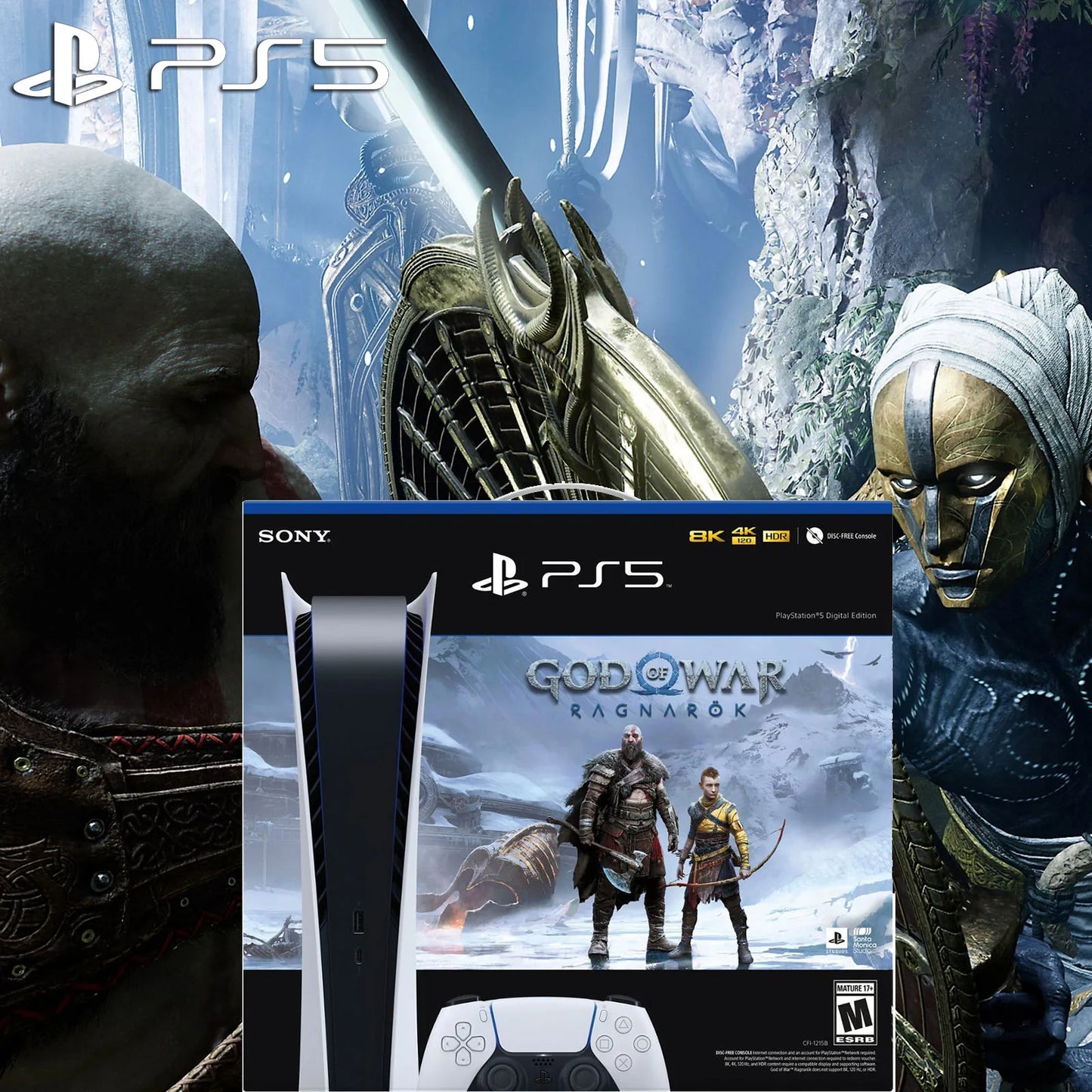 Sony PS5 Digital Edition Bundle - God of War Ragnark PS5