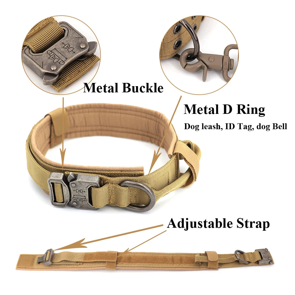 Dog Training Adjustable Tactical Dog Collar Leash Set