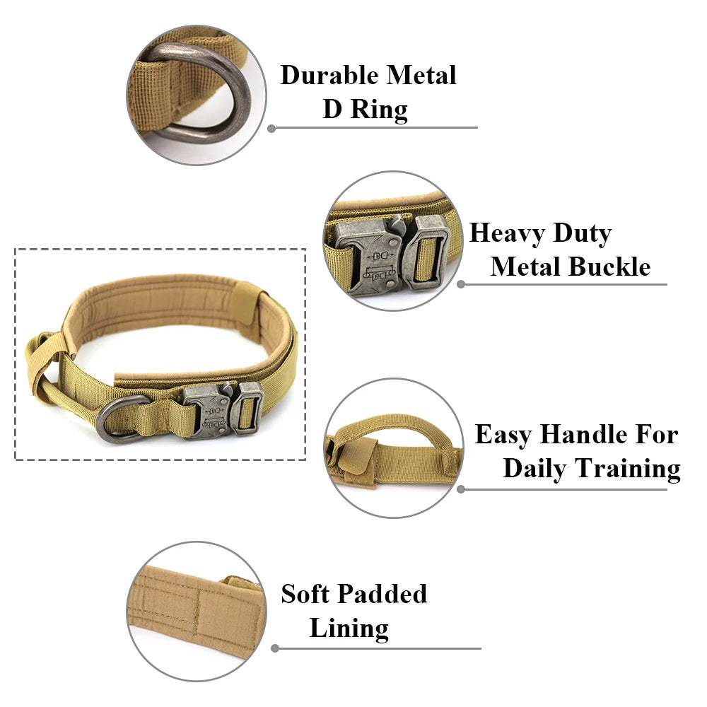 Dog Training Adjustable Tactical Dog Collar Leash Set