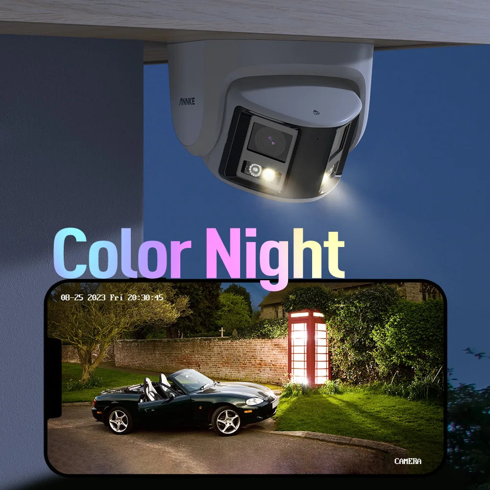 ANNKE Smart Home 180 Degree 8MP DUO POE Dual Lens Wide View Outdoor Video Camera with 4K AI Human Detection and Two Way Audio