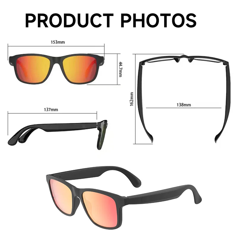 Smart Glasses with Voice Call Music Support Touch Operation Fashionable Sunglasses Lenses Eye Protection