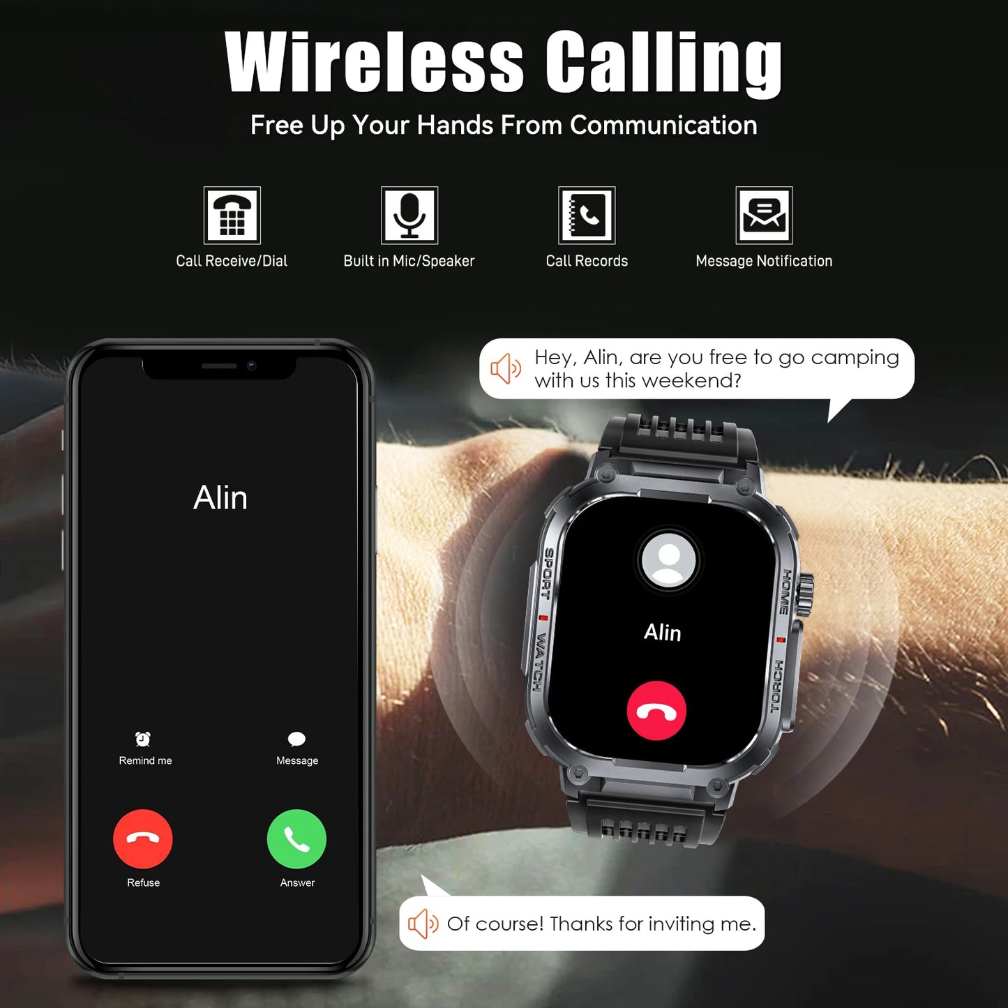 EIGIIS Smart Watch With Compass And Fitness Tracking Features