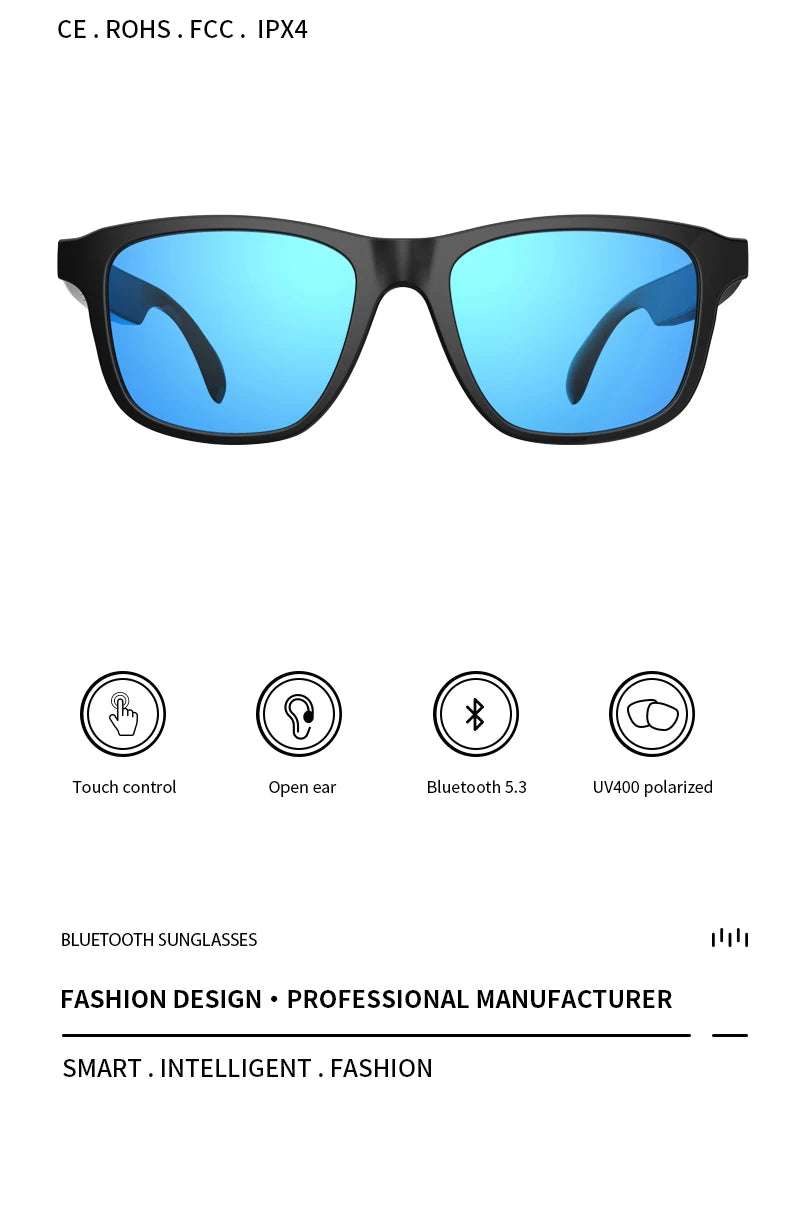 New Smart Glasses Wireless Bluetooth Hands Free Talking Music Headset with Speaker Fashion Sunglasses Eyeglasses