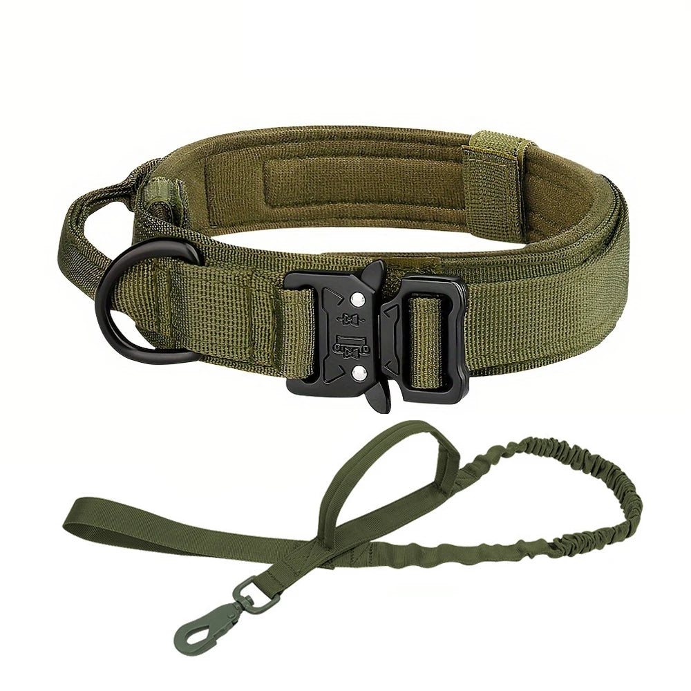 Dog Training Adjustable Tactical Dog Collar Leash Set