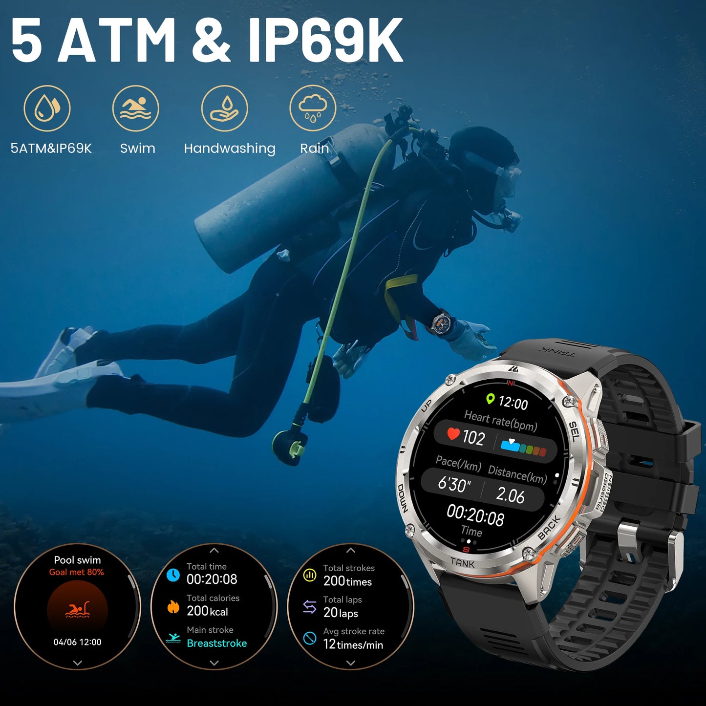 2024 NEW TANK T3 Ultra GPS Smart Watches For Men Women Waterproof Fitness Digital Bluetooth Watches
